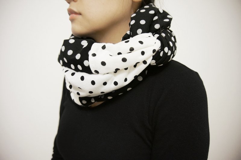 圈圈围巾黑白点点款 - 丝巾 - 其他材质 黑色