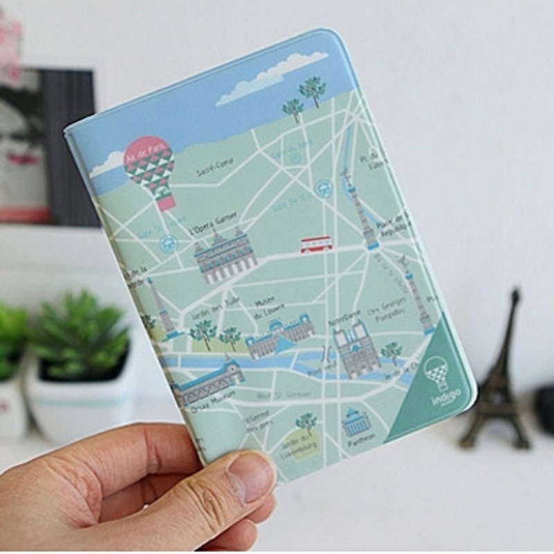 Dessin x Indigo-飞行日记护照套-巴黎街景,IDG75437 - 护照夹/护照套 - 防水材质 绿色