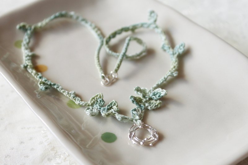 纯银。爱的月桂。编织项链 - 项链 - 其他材质 绿色