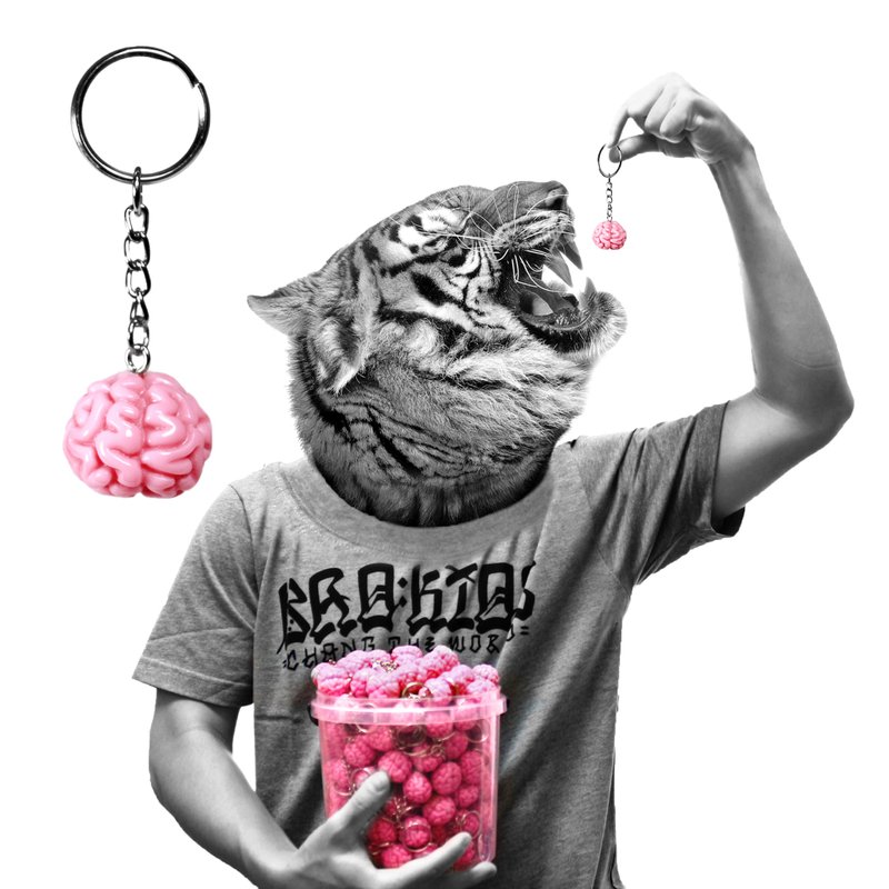 脑脑钥匙圈 - 吊饰 - 蜡 粉红色