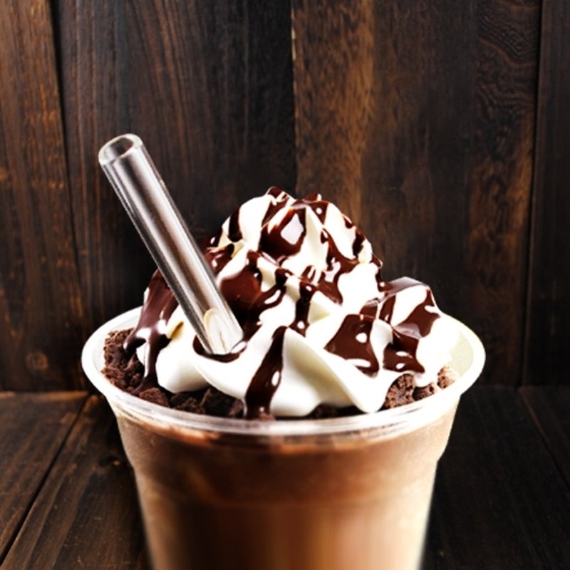 20cm【冰沙/小珍珠/椰果专用】(口径1cm)耐热玻璃吸管 重复使用拒绝一次性塑胶 爱地球环保(附赠清洁刷棒轻松洗净) 不含冰咖啡 - 环保吸管 - 玻璃 咖啡色