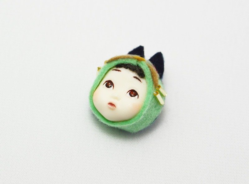 Cosplay Kids brooch [fox / green] - 胸针 - 塑料 绿色