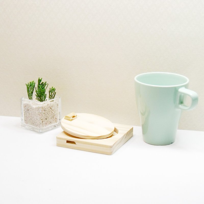 记录 文化 搅拌 插座 牛皮线 手工实木 杯垫 生日礼物  定制名字 - 茶具/茶杯 - 木头 咖啡色