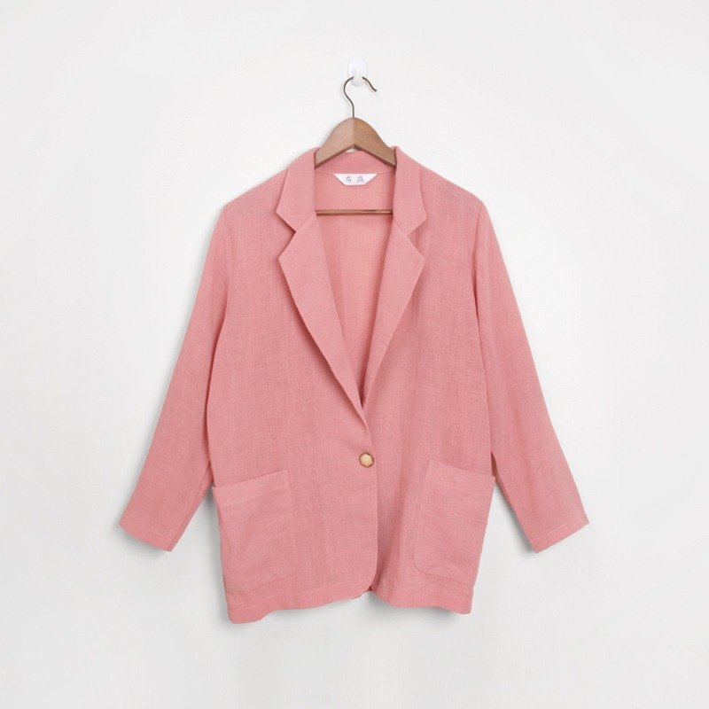 │moderato│马卡龙粉嫩棉麻古着西装外套│复古女孩.伦敦男孩.文艺青年.个性男朋友 - 女装休闲/机能外套 - 其他材质 粉红色