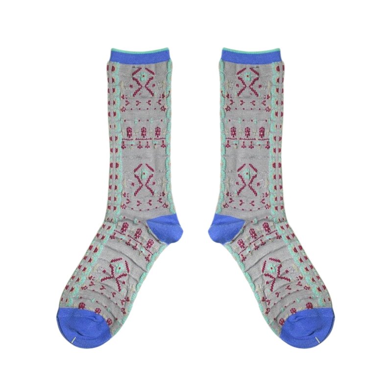 【2色】品读织绣哲学！ // 抽象缇花细织棉袜子 :::DAWN' make up your feet ::: - 袜子 - 棉．麻 多色