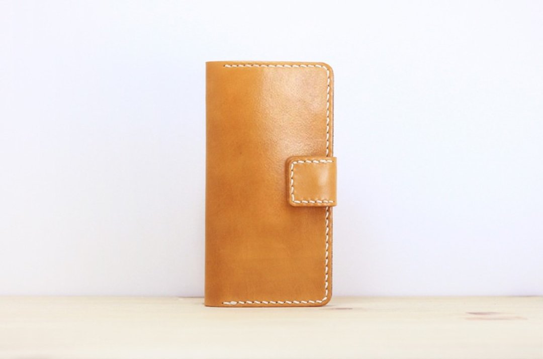 iPhone 6 Plus / 6s Plus 手工真皮皮革手机套.直式卡套 - 手机壳/手机套 - 真皮 金色