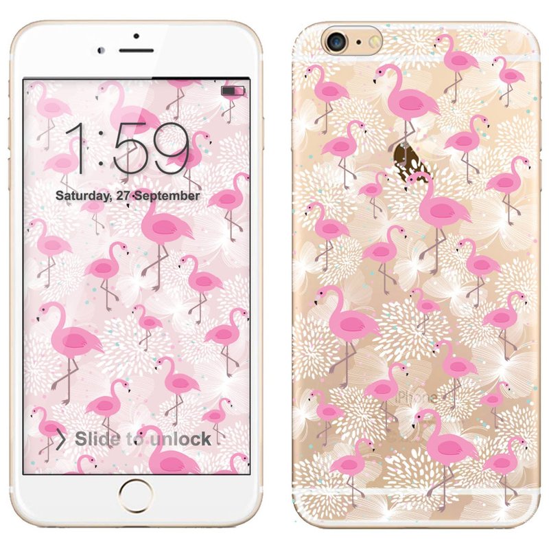 透明手机壳 - 粉红鹳鸟 (背景图下载) - 手机壳/手机套 - 塑料 