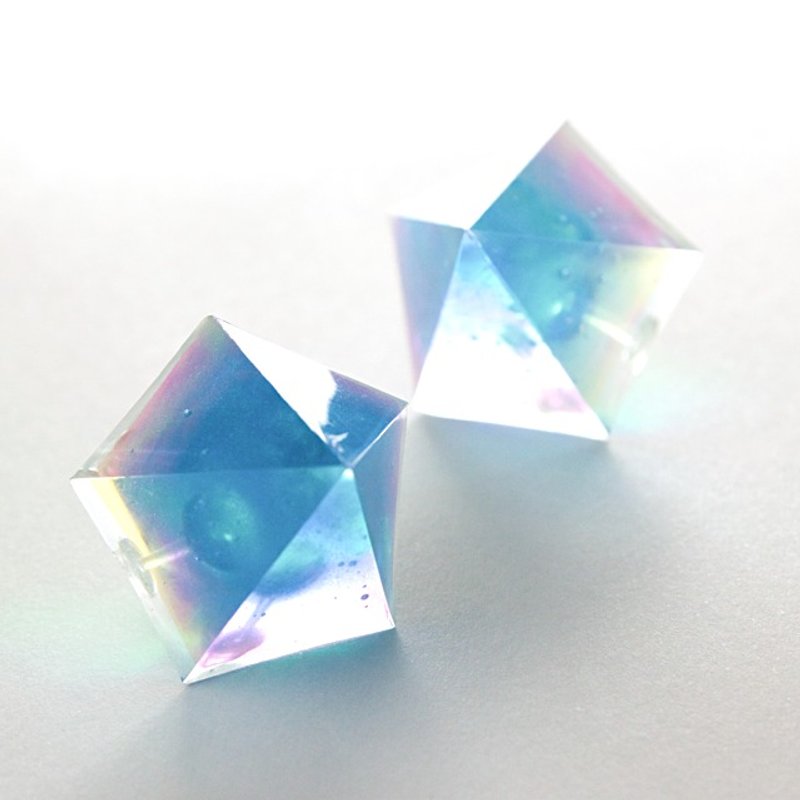 Pentagon Pierce (Pool) - 耳环/耳夹 - 其他材质 蓝色