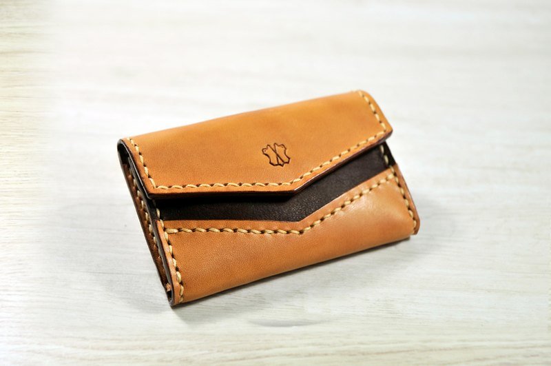 MICO 手缝皮革咭片盒(浅茶拼焦茶) - 文件夹/资料夹 - 真皮 