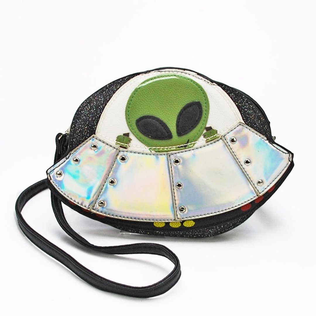 闪亮幽浮外星人斜背动物包 - 侧背包/斜挎包 - 人造皮革 绿色