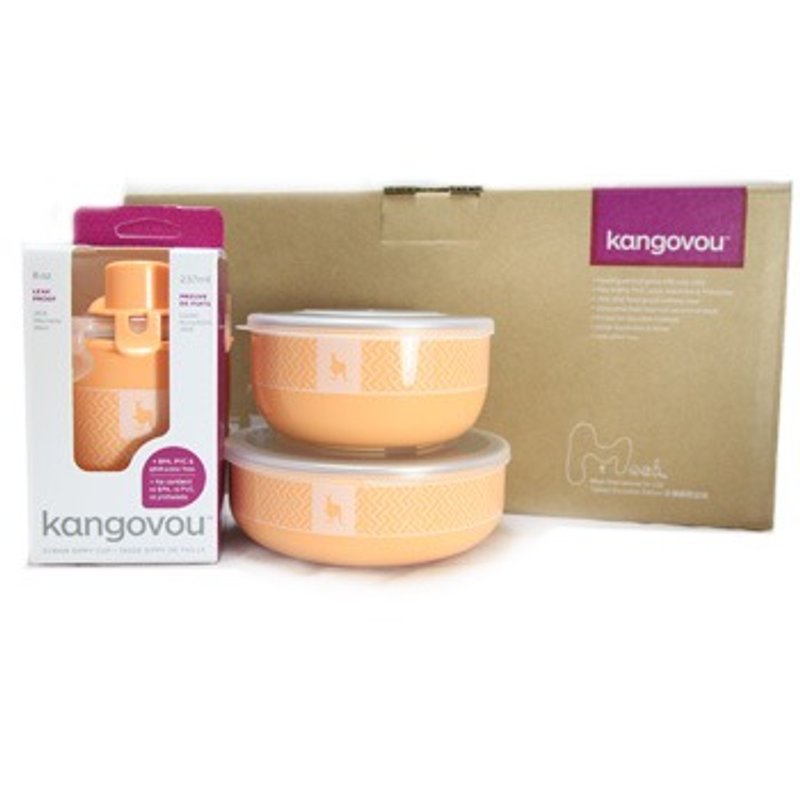 【弥月礼盒】Kangovou 100分简配餐具组--奶油橘 - 儿童餐具/餐盘 - 不锈钢 橘色