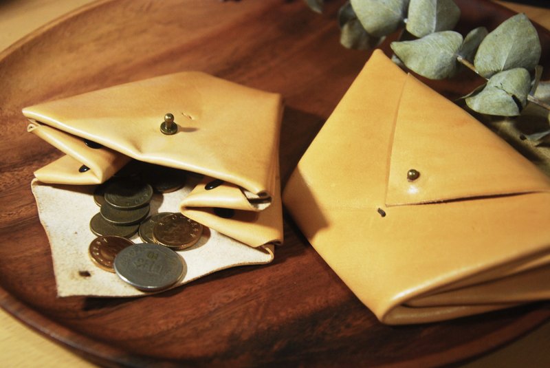 小摺零钱包 - 零钱包 - 真皮 金色