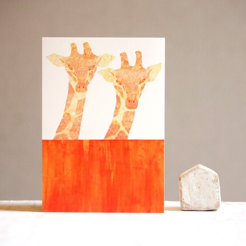 Giraffe post card - 卡片/明信片 - 纸 橘色
