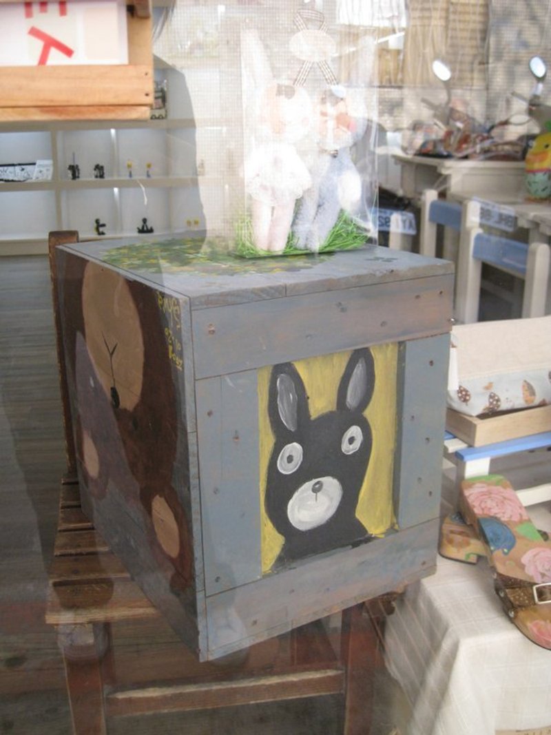 手绘木箱之"心情脸谱"(可当小边桌或茶几) - 摆饰 - 颜料 