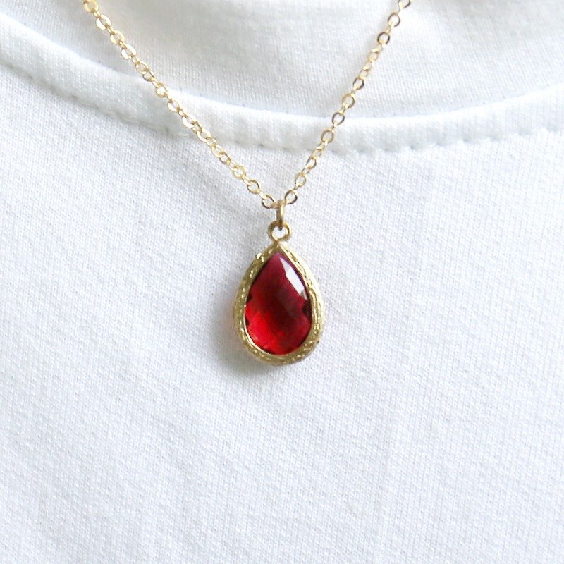 少女宝盒(限量) ◆ 项链(剩红1条) Red&Green - 短款项链 手链 礼物定制设计 - 项链 - 宝石 红色