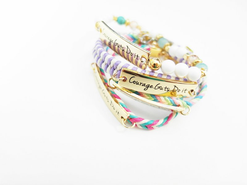 Zhu. 夏日编织 Courage.Guts.Do it - 手链/手环 - 棉．麻 