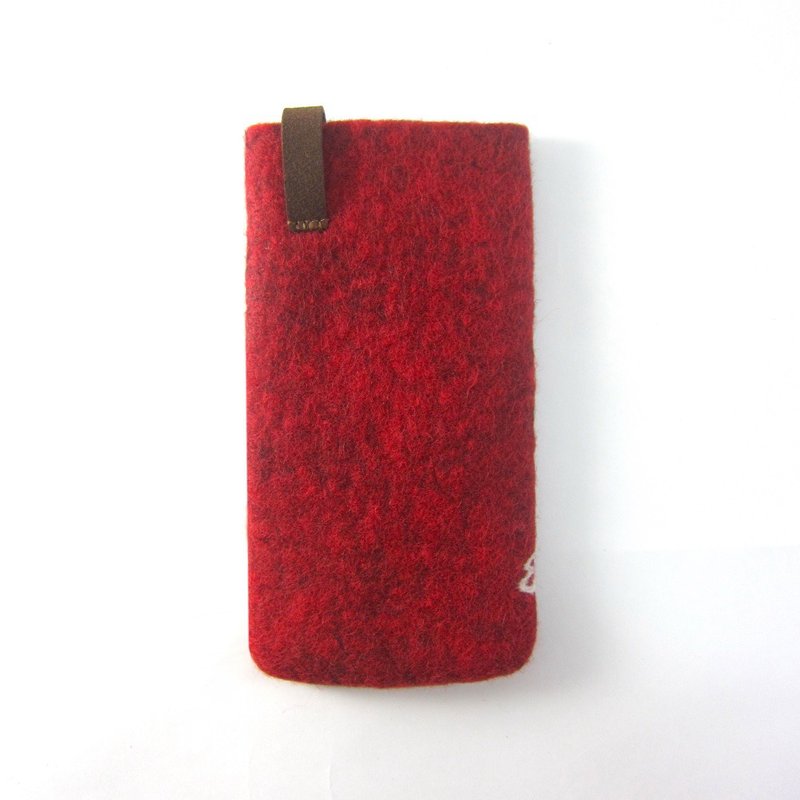 I 手工羊毛毡手机套 - F.草莓 I 严选羊毛。纯手工制作。防震 - 手机壳/手机套 - 羊毛 红色