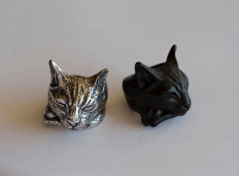 睡猫戒指 - 戒指 - 其他金属 灰色