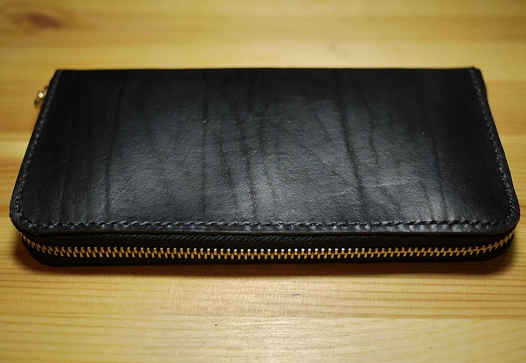 小岛手工拉链长夹 Leather Zip Around Wallet -- Yayoi Ku订制 - 皮夹/钱包 - 真皮 黑色
