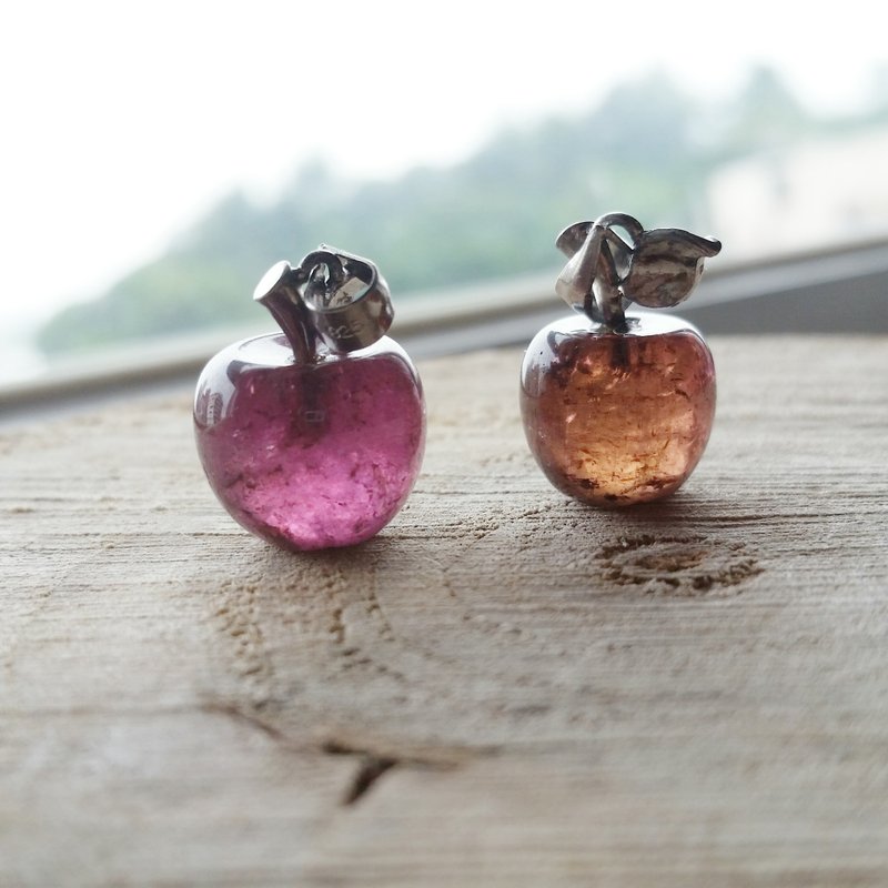 Tourmarine APPLE~~超罕有 － 极品天然红碧壐小萍果项链 (订制款）－　图右橙红色碧壐 - 项链 - 宝石 红色