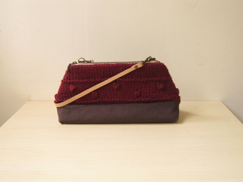 *酒红色针织点点*手提包 - 手提包/手提袋 - 其他材质 红色