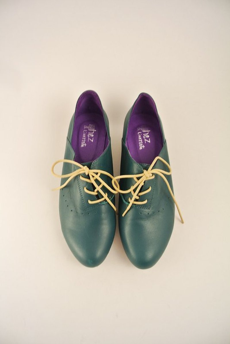 好天气穿上我最爱的斜口牛津．踏青去(墨绿色) - 女款休闲鞋 - 真皮 