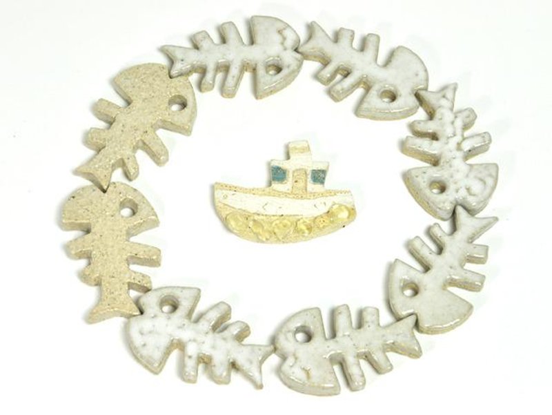 鱼骨头化石陶制筷架 - 浅碟/小碟子 - 其他材质 