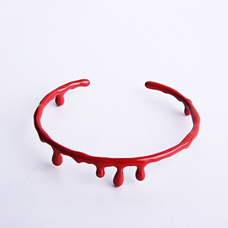 Water Drop blood Bangle in brass and enamel color ,Rocker jewelry ,Skull jewelry,Biker jewelry - 手链/手环 - 其他金属 