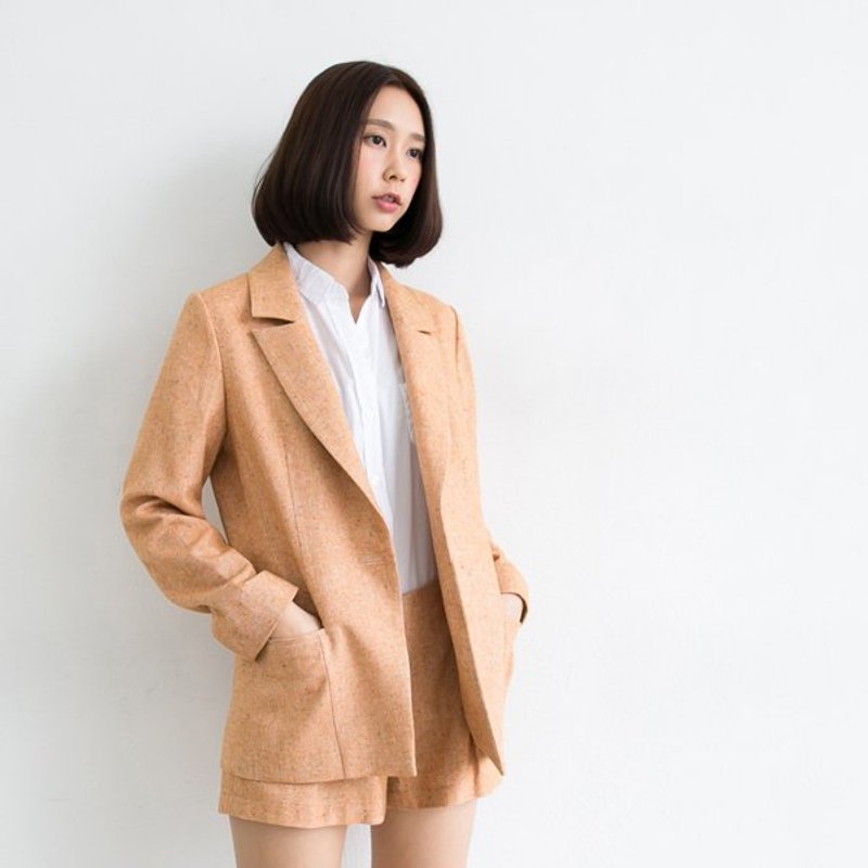 简约轻磅毛呢西装外套-橘 - 其他 - 其他材质 橘色