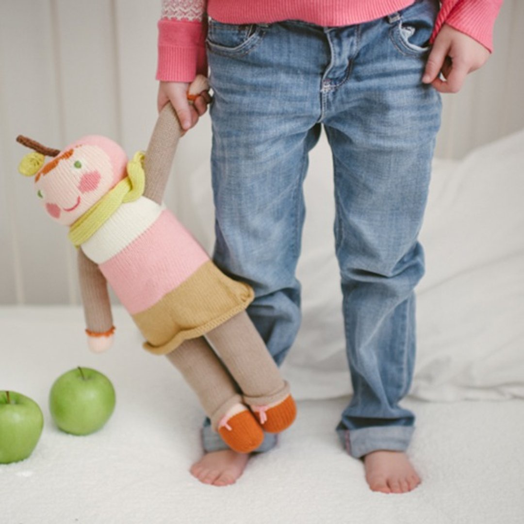 美国 Blabla Kids | 纯棉针织娃娃(大只) - 害羞粉红苹果 B21040140 - 玩具/玩偶 - 棉．麻 粉红色