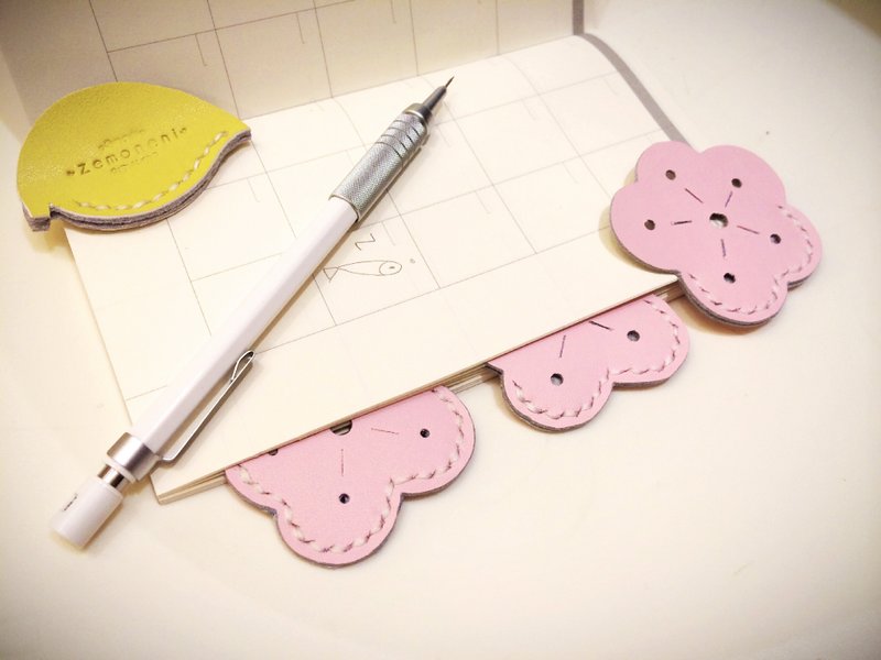 Zemoneni 全手作 牛皮革 樱花书签 Bookmarks 3送1 - 书签 - 真皮 绿色