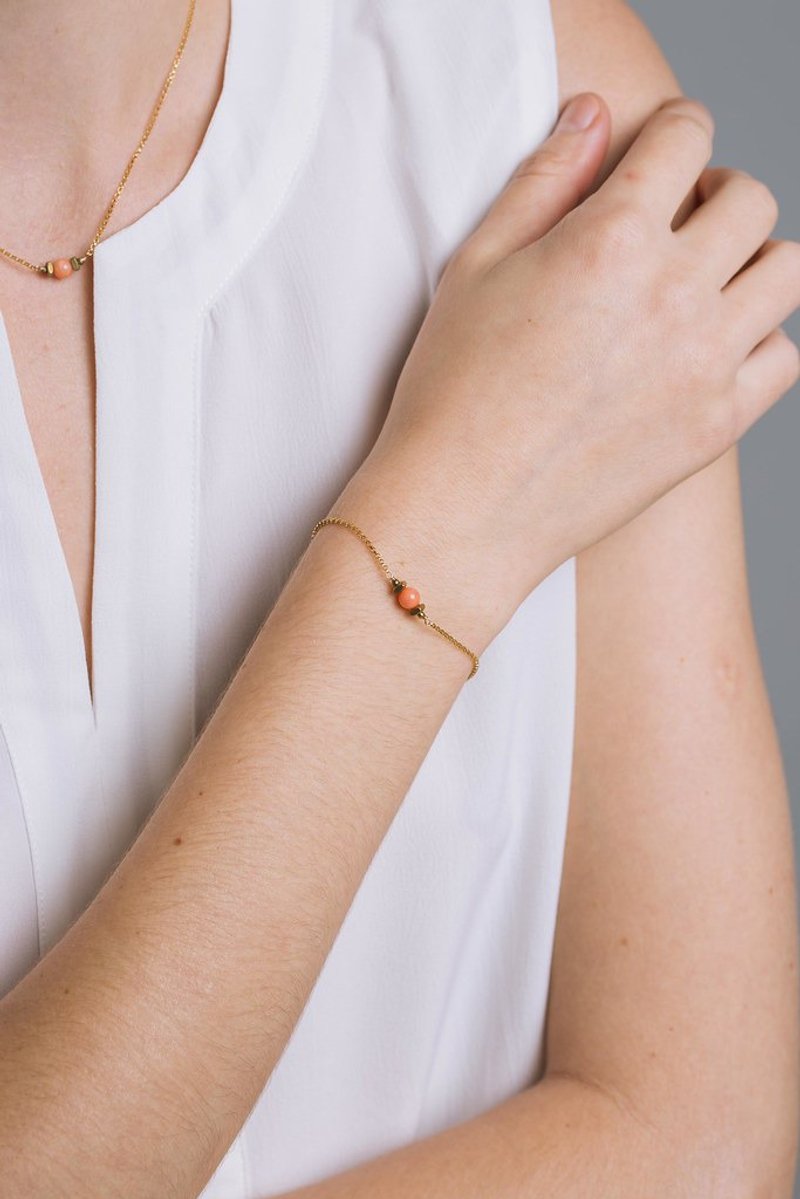 ::我爱我自己:: 14K包金 珊瑚手链 Love Myself - 手链/手环 - 宝石 橘色