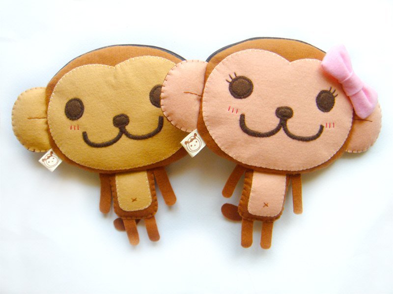 BoSARU - 波波猴 小物零钱包 - 零钱包 - 聚酯纤维 咖啡色