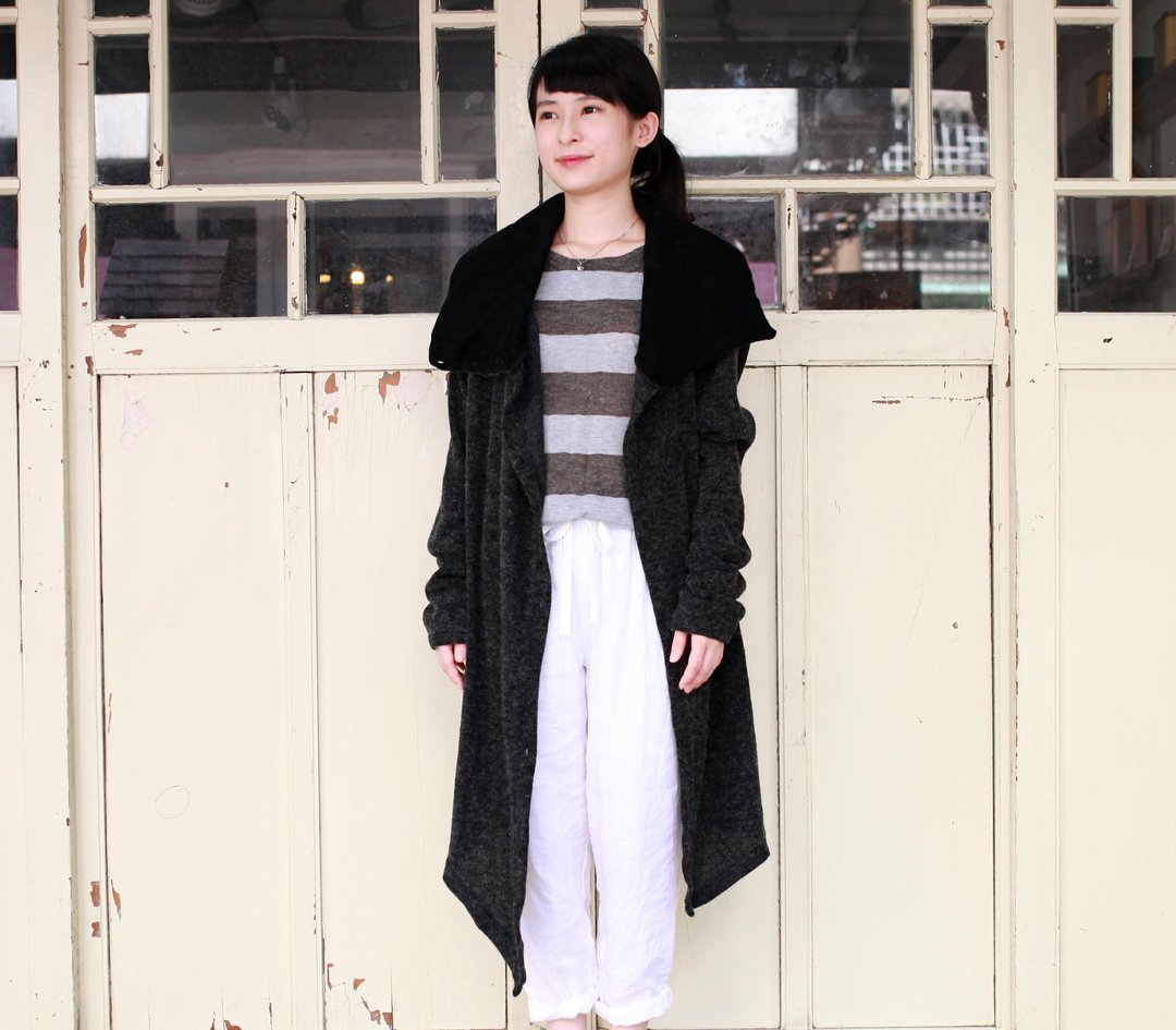 OMAKE 长版不规则风衣外套（深灰） - 女装休闲/机能外套 - 其他材质 灰色