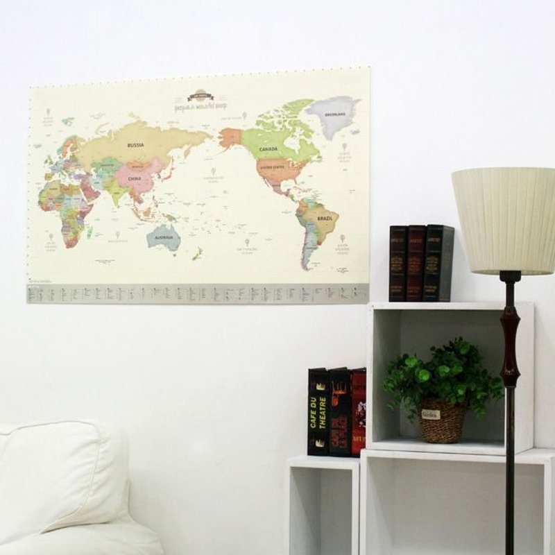 Dessin x Indigo-环游世界世界地图海报(单张)-粉彩版-亲子版(限宅配),IDG05399 - 地图 - 纸 黄色