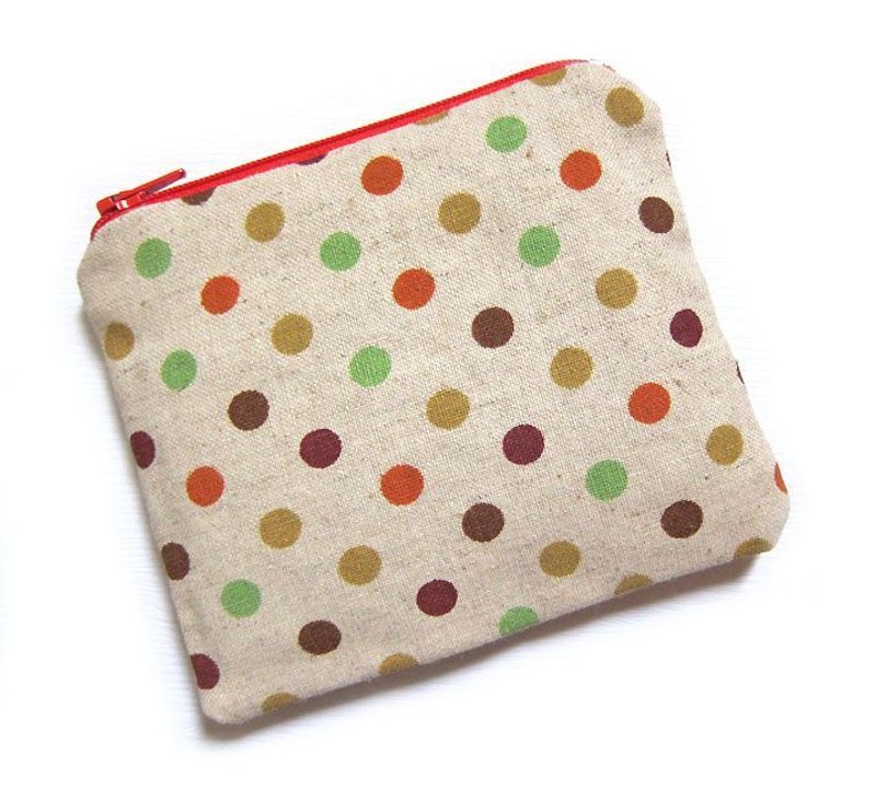 拉炼包/零钱包/手机套    绿色系点点 - 零钱包 - 其他材质 