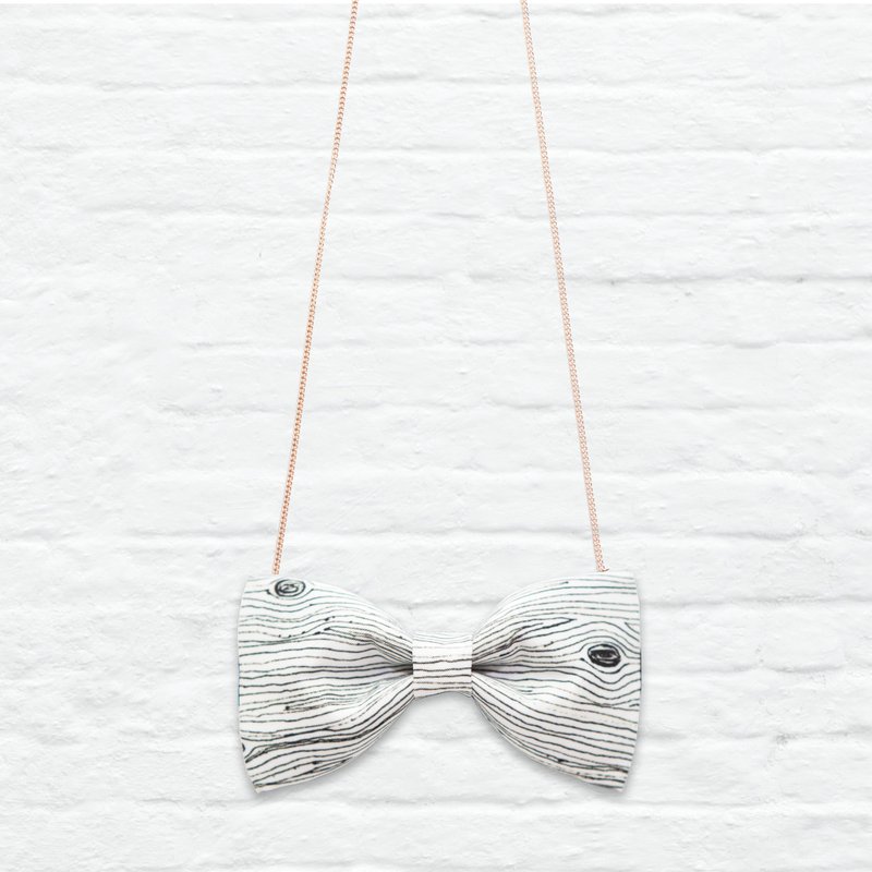 Style K0001 木纹 印花领结颈链 - 颈链 - 其他材质 白色