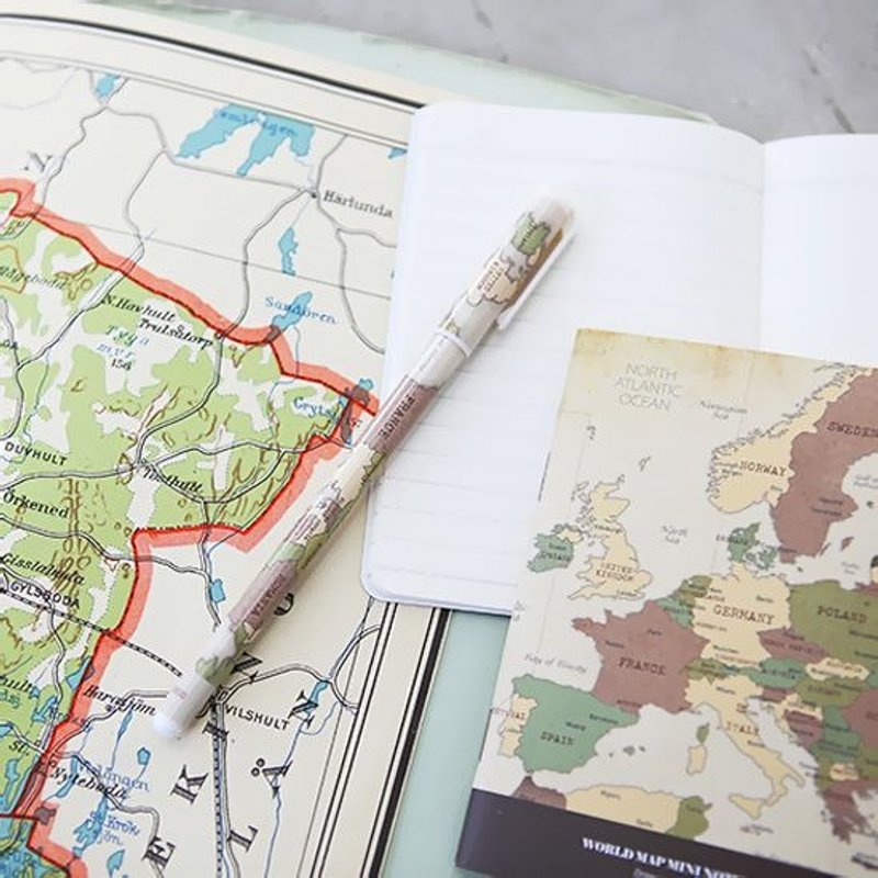 Dessin x indigo-世界地图0.5黑色原子笔-复古,IDG04996 - 其他书写用品 - 塑料 咖啡色