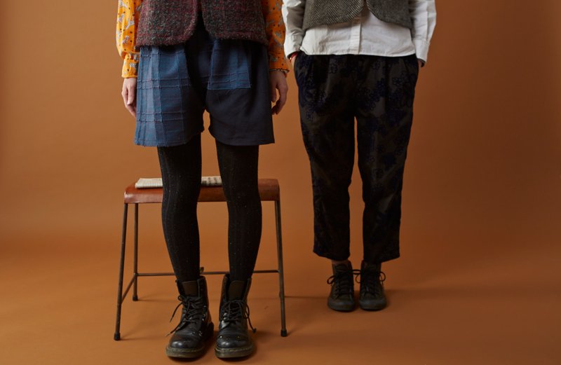 拼接小短毛料裤（只剩一件标准版现货） - 女装长裤 - 其他材质 蓝色