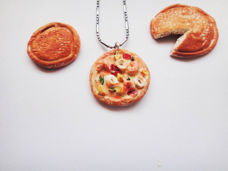 海鲜披萨项链 - 项链 - 粘土 橘色