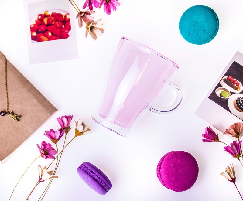 【Good Glas】舞色双层玻璃杯 - 樱花粉 - 咖啡杯/马克杯 - 玻璃 粉红色