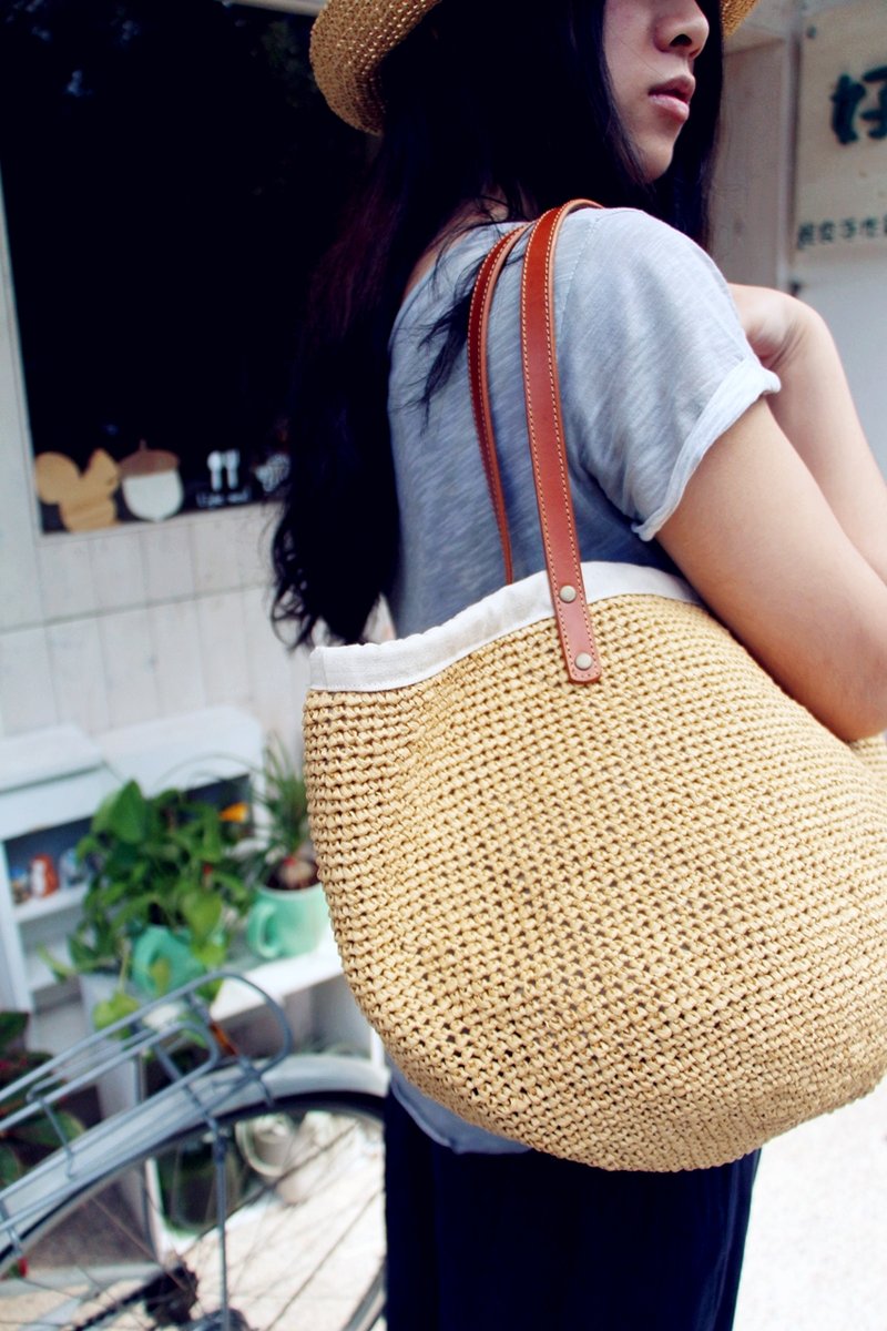 【好日 手作】编织草包 - 手提包/手提袋 - 植物．花 多色