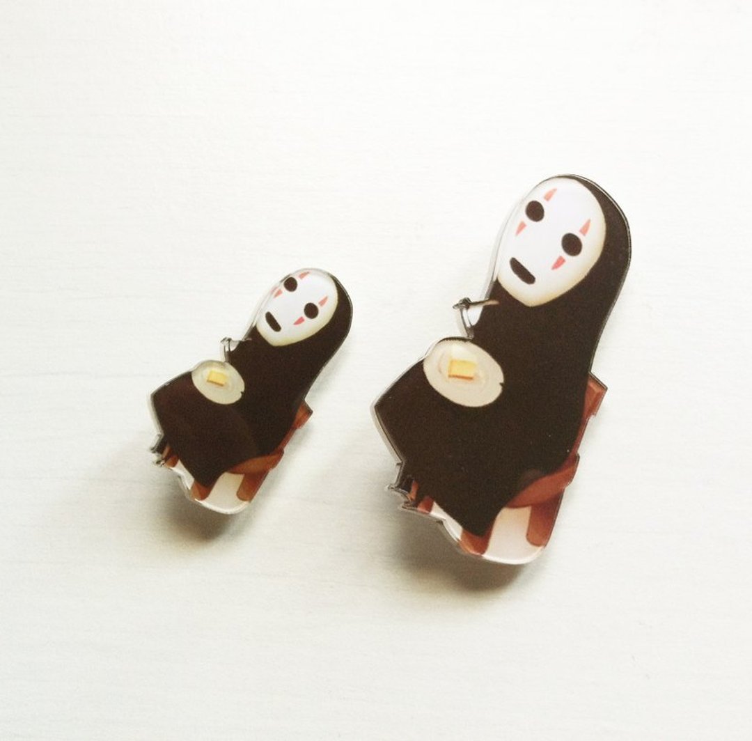 ＊pinpin＊大ㄧ号宫崎骏无脸男 压克力徽章　背包别针 - 徽章/别针 - 塑料 黑色