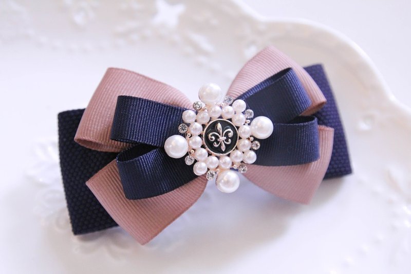 贵族风格蝴蝶结法国夹 - 发饰 - 其他材质 蓝色