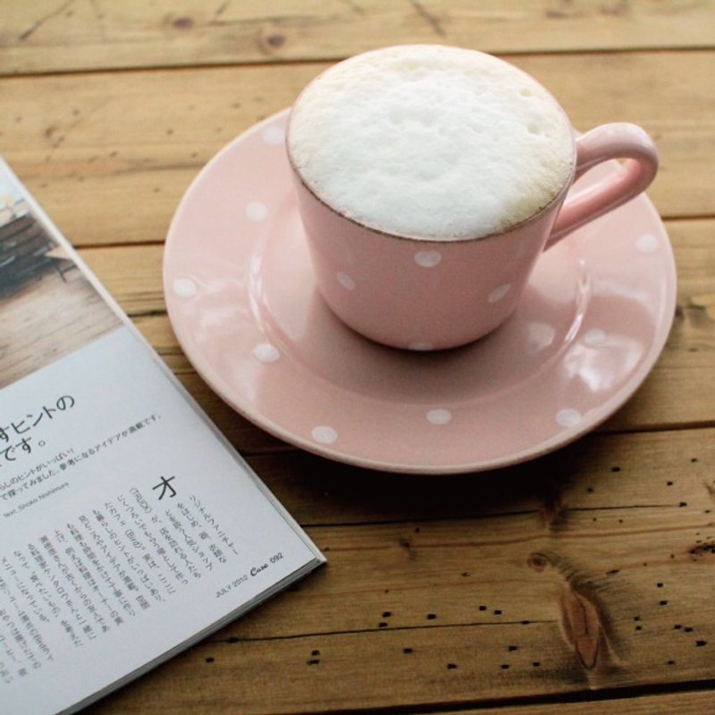 葡萄牙制Costa Nova手工水玉茶杯盘组咖啡杯盘(糖果粉) - 咖啡杯/马克杯 - 陶 粉红色