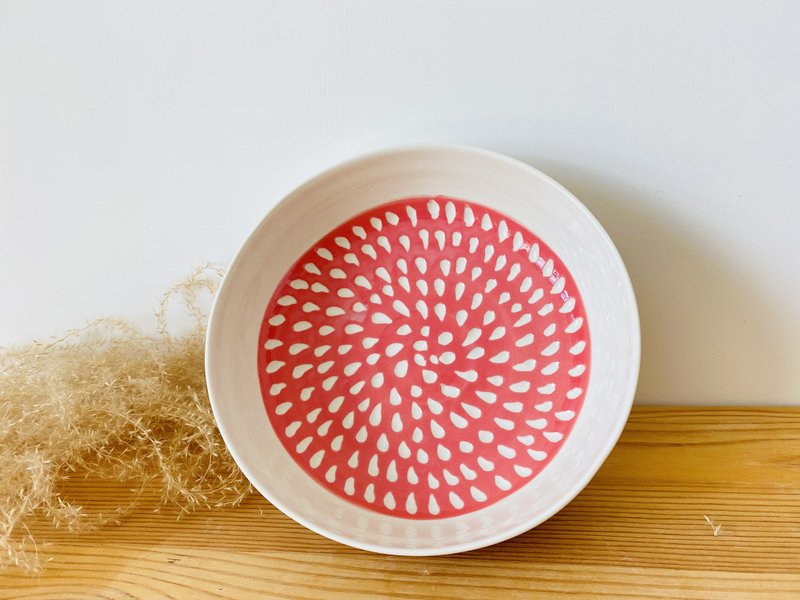 小雨点-陶碗 -粉红 - 碗 - 陶 红色