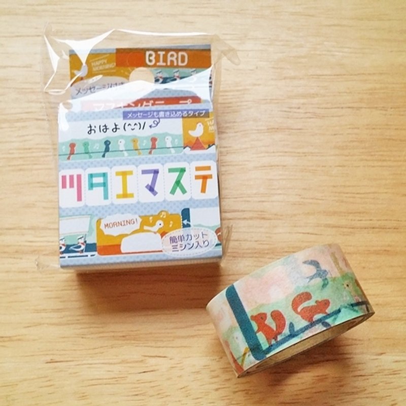 ASAMIDORI 花边造型 讯息和纸胶带【鸟儿 (AM-MK-043)】 - 纸胶带 - 纸 多色