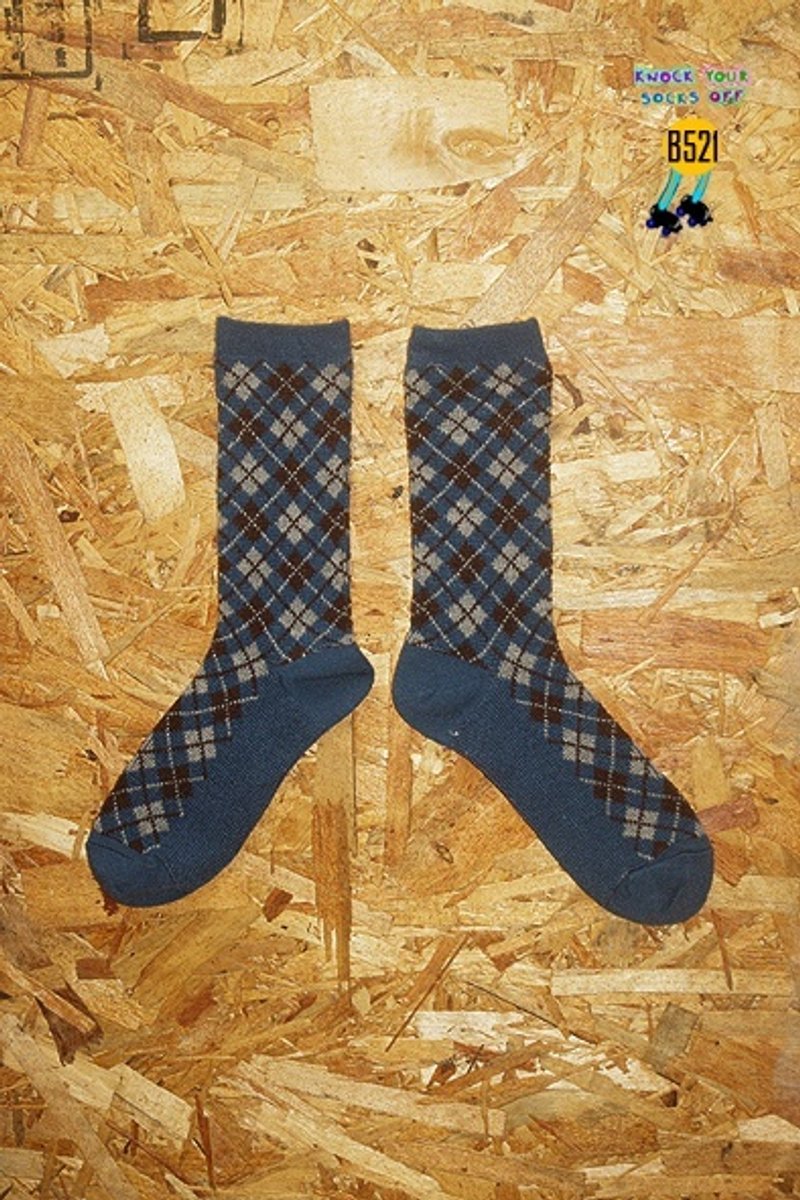 灰蓝菱格针织袜!!夏漪眺=knock your socks off !! - 袜子 - 其他材质 蓝色