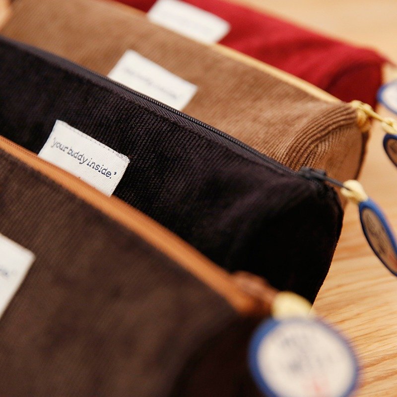 NTMY. 复古耐用灯芯绒收纳笔袋 - 化妆包/杂物包 - 其他材质 咖啡色