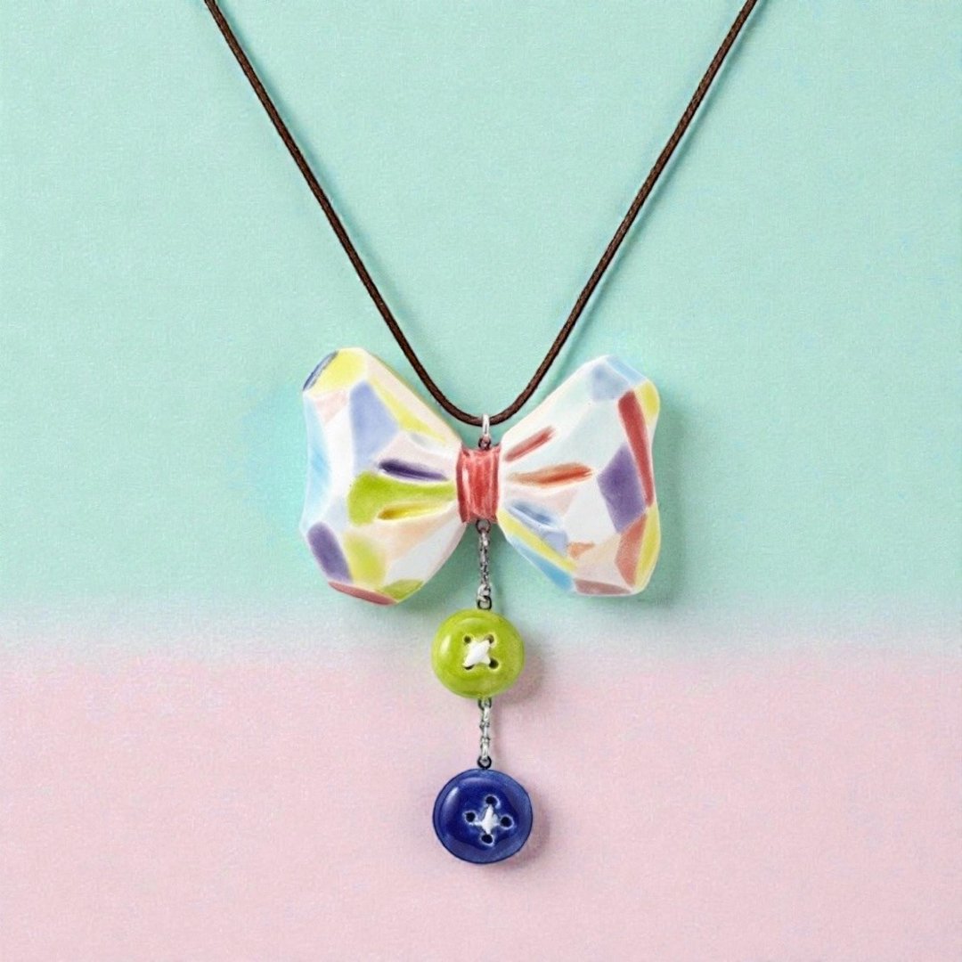 Colorful Bow tie－手工白瓷颈链 - 颈链 - 瓷 多色